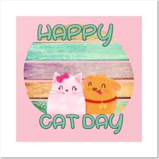 Happy Cat Day International  cat day Posters and Art